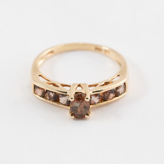 Andalusite Gemstone Ring, 14k Yellow Gold, Ring Size 7, Stacker Ring, 4x6mm gemstone
