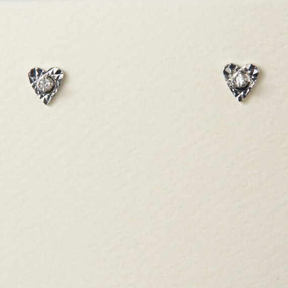 heart shape 14k white gold diamond earrings 5mm v… - image 5