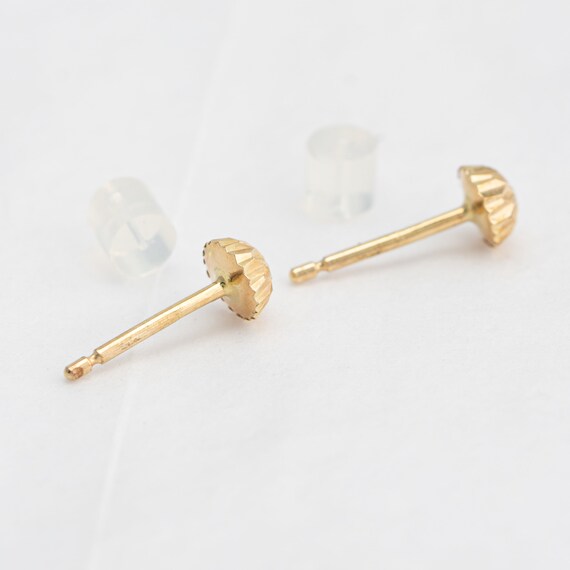 Tiny sparkling gold stud earrings in 14k yellow g… - image 5