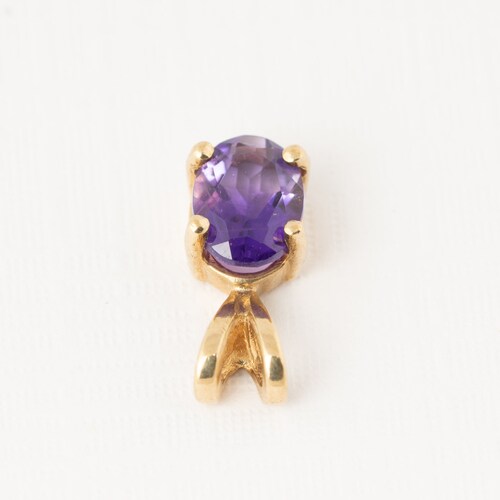 Amethyst pendant, 10k yellow shops gold, February birthstone, Amethyst oval gemstone, 7x5mm