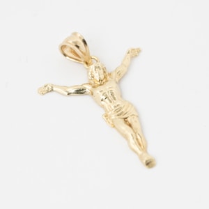 Jesus Christ Crucifix 10k Yellow Gold Pendant 1 inch Hollow