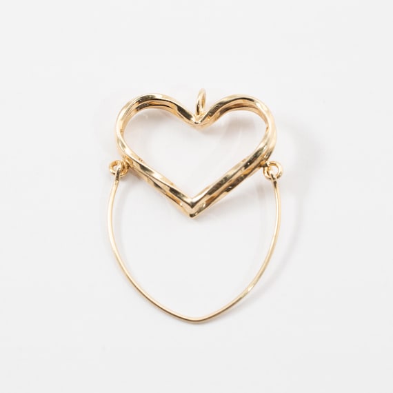 14k yellow gold heart pendant charm holder