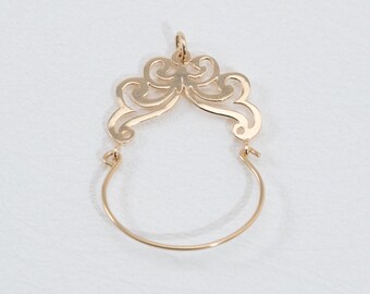14k yellow gold vintage charm holder