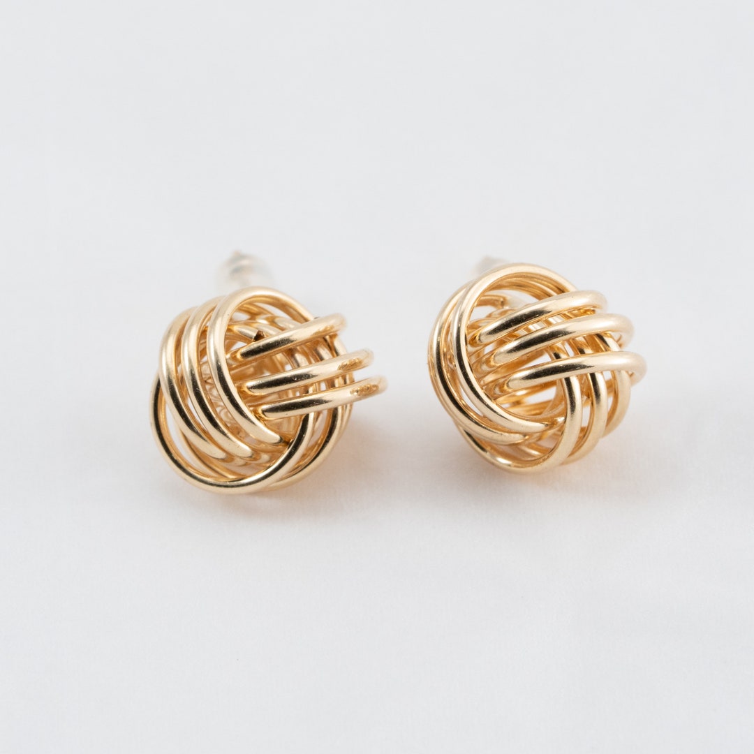 Interweaved Love Knot Stud Earrings in 14k Yellow Gold(12.7mm)