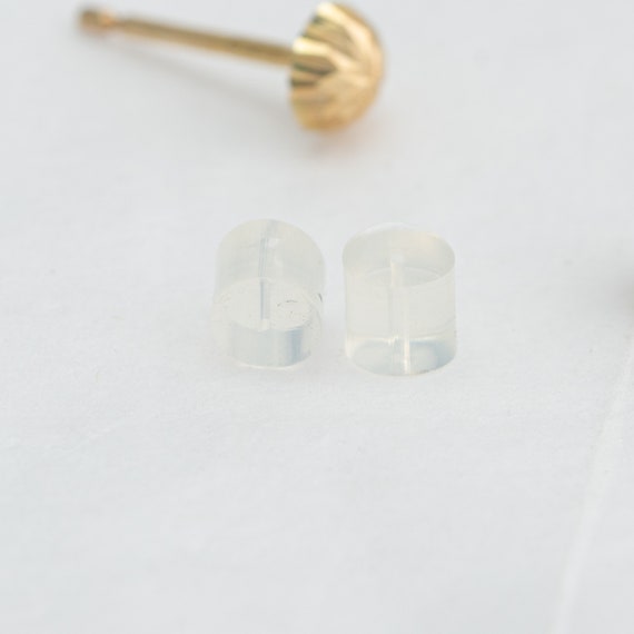 Tiny sparkling gold stud earrings in 14k yellow g… - image 6