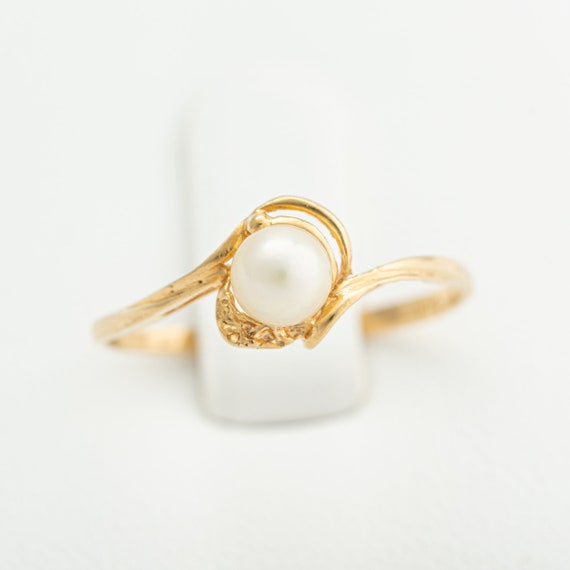 Pearl gold ring 18k yellow gold, Ring size 6.5, 4… - image 10