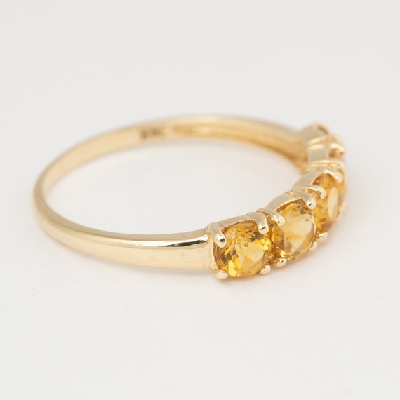 Citrine gemstone yellow gold ring, 4mm,  14k yell… - image 2