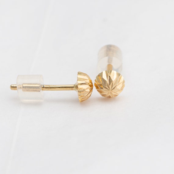 Tiny sparkling gold stud earrings in 14k yellow g… - image 4