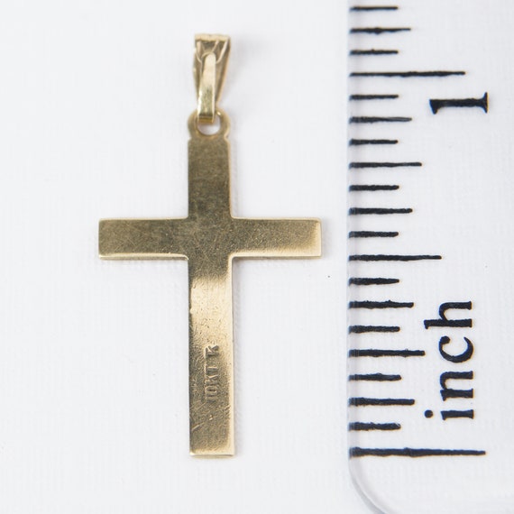 Vintage 10k yellow gold cross |Floral pattern | R… - image 8