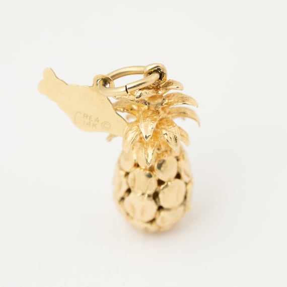 Hawaii Pineapple pendant, 14k yellow gold, Charm … - image 8