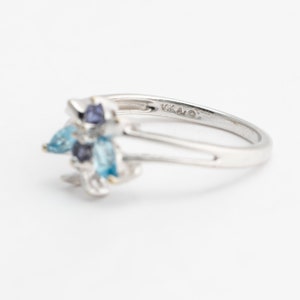 Pu&ograve; includere: Un anello d'argento con un gruppo di pietre preziose blu e viola. L'anello &egrave; contrassegnato "10K AO" sulla fascia interna.