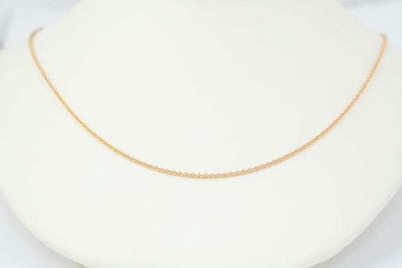 Antique 10k gold necklace with rose hue, 16.5 inches, Cable link, Spring ring