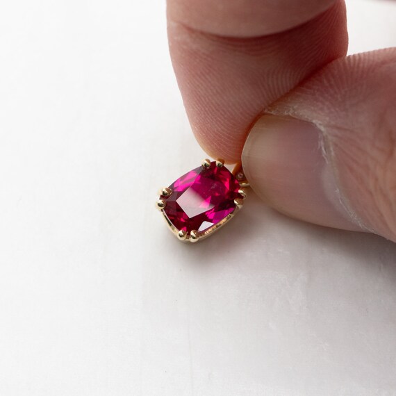Imitation Ruby Gemstone Pendant with Diamond Acce… - image 8