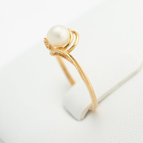 Pearl gold ring 18k yellow gold, Ring size 6.5, 4… - image 8