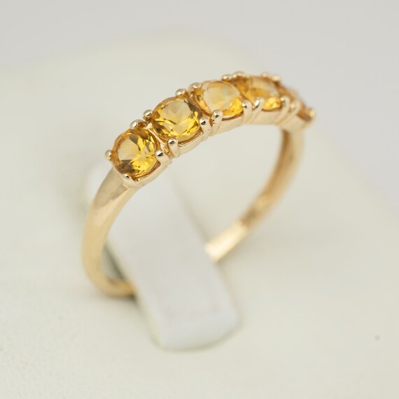 Citrine gemstone yellow gold ring, 4mm,  14k yell… - image 8