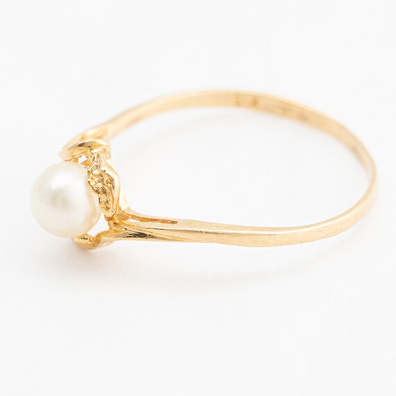 Pearl gold ring 18k yellow gold, Ring size 6.5, 4… - image 4