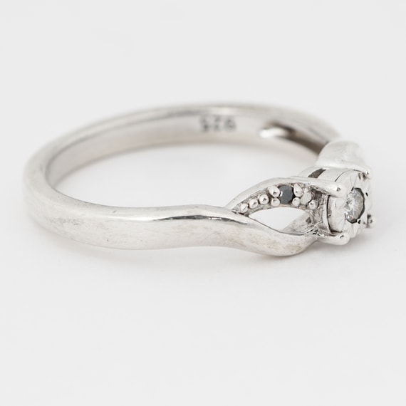 Sterling Silver Diamond Ring, Solitaire Diamonds,… - image 2