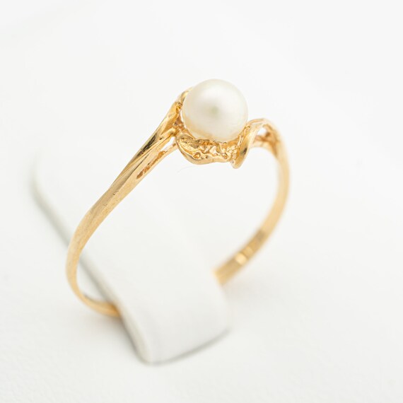 Pearl gold ring 18k yellow gold, Ring size 6.5, 4… - image 7