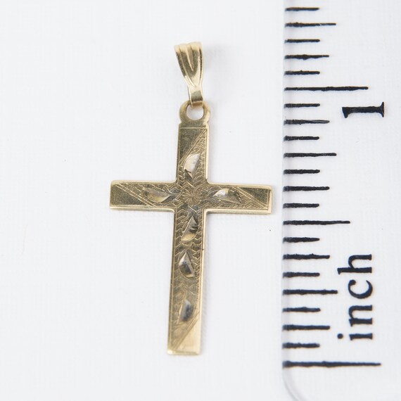 Vintage 10k yellow gold cross |Floral pattern | R… - image 7