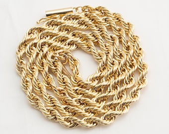 14k yellow gold hollow rope necklace, 18.25 inches, 3.5mm width
