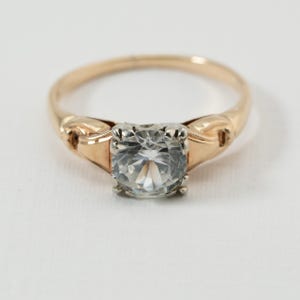 CZ Estate Ring, 14k Yellow Gold, Ring Size 5.75, 6mm CZ clear stone