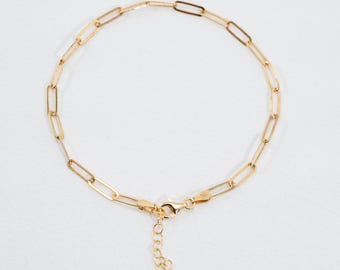 Vermeil Paper Clip Bracelet, 925 Sterling Silver Base Metal