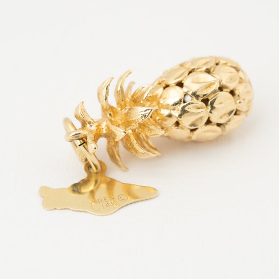 Hawaii Pineapple pendant, 14k yellow gold, Charm … - image 7