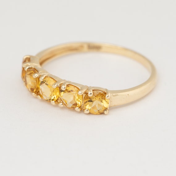 Citrine gemstone yellow gold ring, 4mm,  14k yell… - image 4