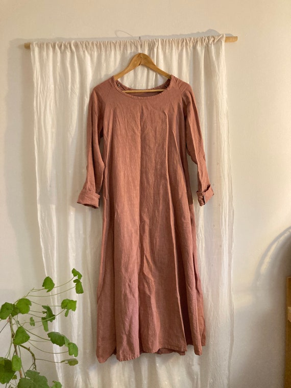 Dusty pink linen dress