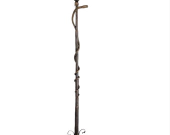 Floor lamp with snake, wrought iron floor lamp with marble base, decorated and forged by hand.