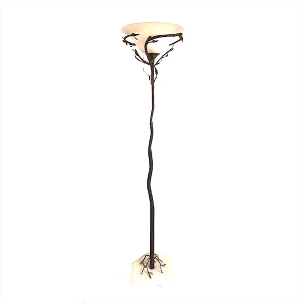 Lampadaire, lampadaire en fer forgé forgé et peint à la main, avec base en marbre, idéal pour les meubles classiques.