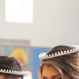 Timeless Pearl Orthodox Wedding Stefana Wedding Crown Tiara Head Wreath Silver/ Greek Set of Two