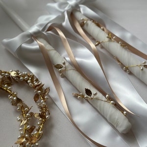 Wedding Lambadas Christening Religious Orthodox Catholic Candles Set of 2 - Contemporary Design/ Matching to Stefana