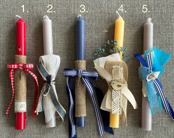 Handmade Orthodox Easter Candle with Ribbons, Lambada Baby Candle