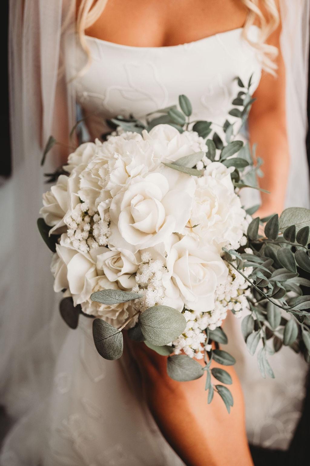 White Rose Carnation Bouquet