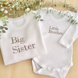 Big & Little Jumpers | New! | Big Brother/Sister | Little Brother/Sister | Embroidered | Choice of Colours | Announcement Top | Sweatshirt