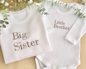 Big & Little Jumpers | New! | Big Brother/Sister | Little Brother/Sister | Embroidered | Choice of Colours | Announcement Top | Sweatshirt