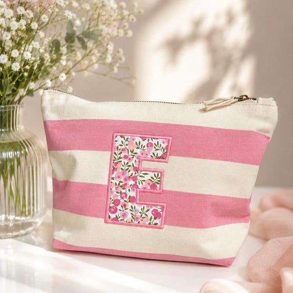 Bolsa para accesorios con iniciales Liberty / Regalo bordado / Neceser / Neceser de tela Liberty of London / Regalo personalizado