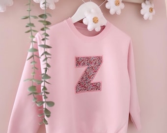 Liberty Fabric Initial Jumper: Embroidered Pastel Sweatshirt
