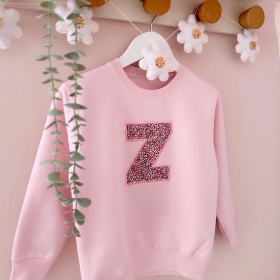 Liberty Fabric Initial Jumper: Embroidered Pastel Sweatshirt