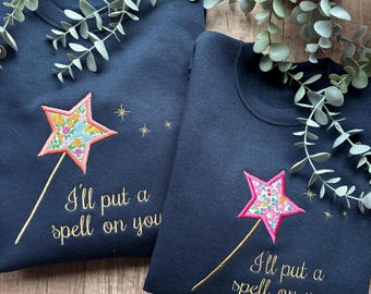 Liberty Magic Wand | Children's Halloween Jumper | Liberty Fabric | Witches Magical Wand - 'I'll Put a Spell on You' | Halloween Outfit