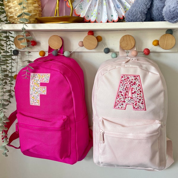 Liberty Backpack | Personalised Letter on a Children's Bag | Liberty of London Fabric | Initial Backpack | Midi Size | School | Nursery Bag