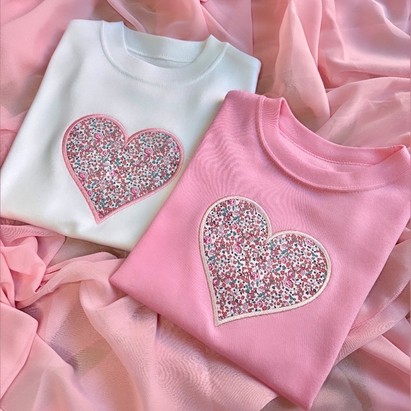 Liberty Heart T-shirt | Embroidered Valentine's Gift | Love Heart | Liberty Fabric | Gift for Children | Valentine's Day | Matching Items