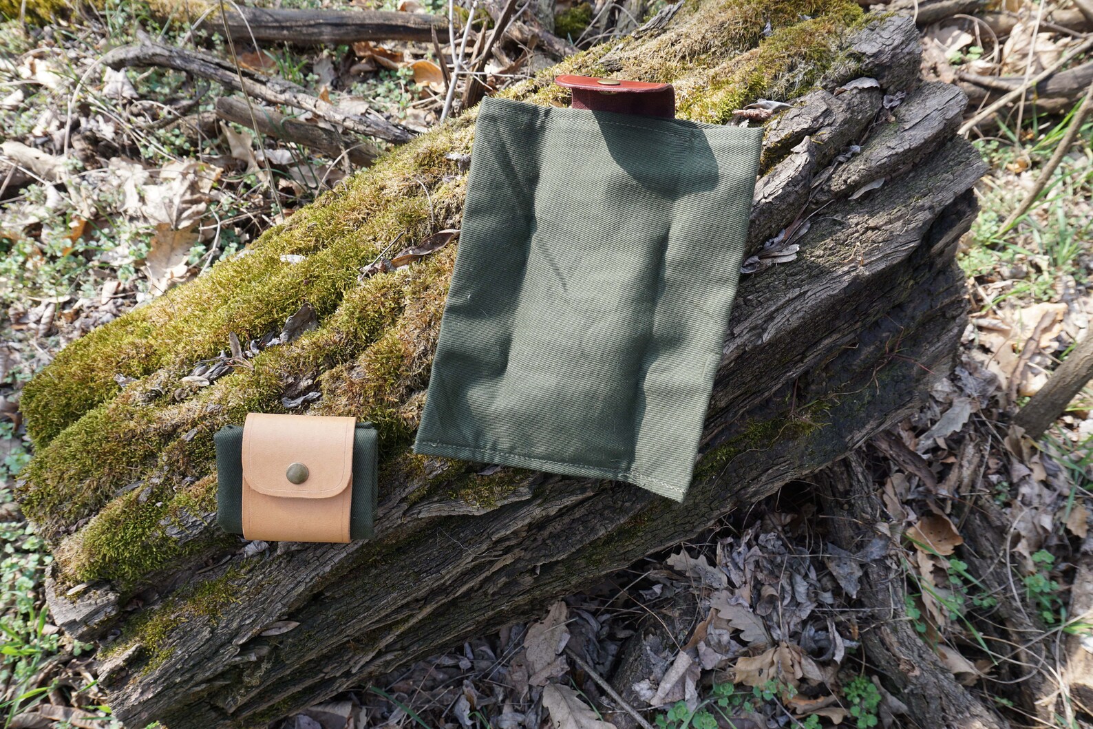 Leather and canvas bushcraft foraging bag belt bag Size Small Etsy
