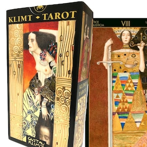 Jeu de cartes de tarot - Gold Edition ! Tarot avec sac - 78 cartes anciennes et guide - Klimt Tarot