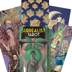 Tarot cards deck - Surrealist tarot, Tarot Deck, 78 antique cards and guide book + Bag