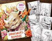 180 Dinosaur Coloring Pages: Printable Adult Coloring Book (PDF)
