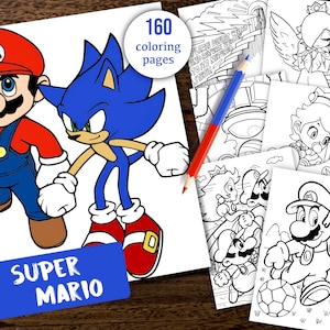 Super Mario Jumbo Malbuch, 160 Seiten, Kinder & Erwachsene Kunst, Instant Download