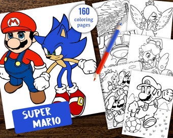 Super Mario Jumbo Coloring Book, 160 Pages, Kids & Adult Art, Instant Download