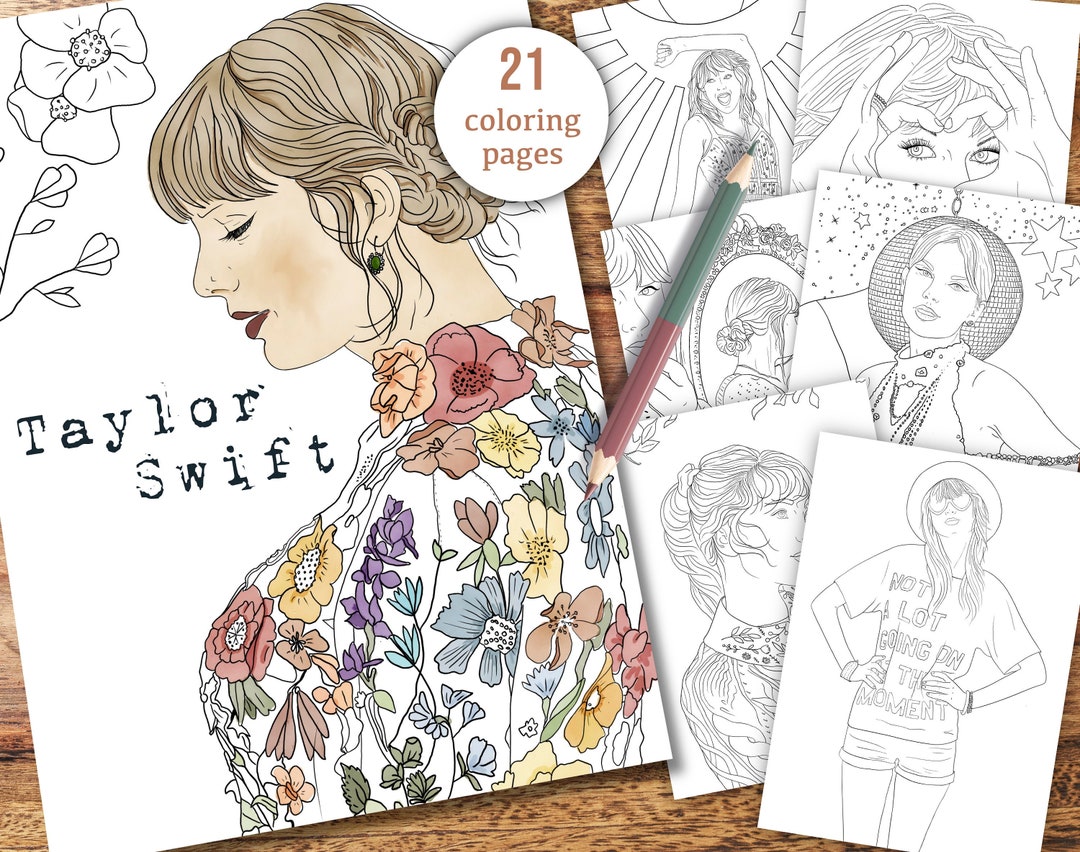 Taylor Swift Coloring Pages 21 Printable Coloring Sheets for Adult ...